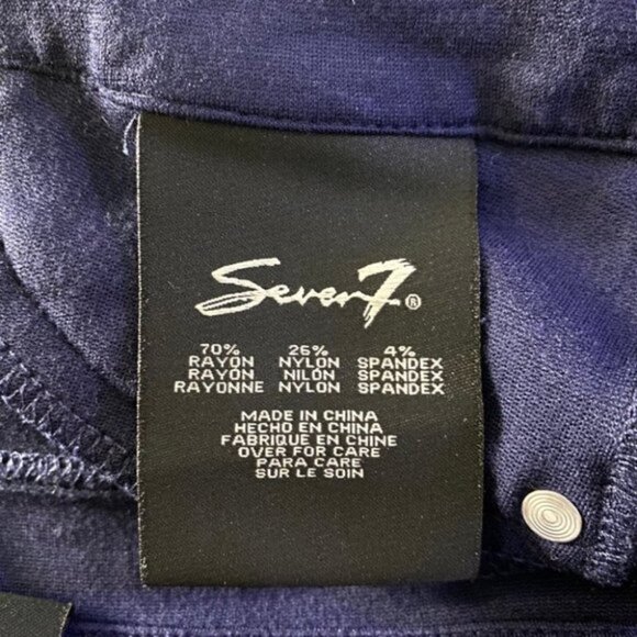 Seven 7 Blue Pants with Faux Leather  Trim - Picture 9 of 9